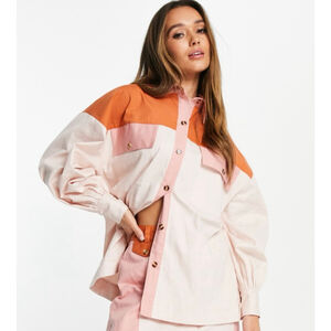 ASOS DESIGN ColorBlock Button Down Shacket